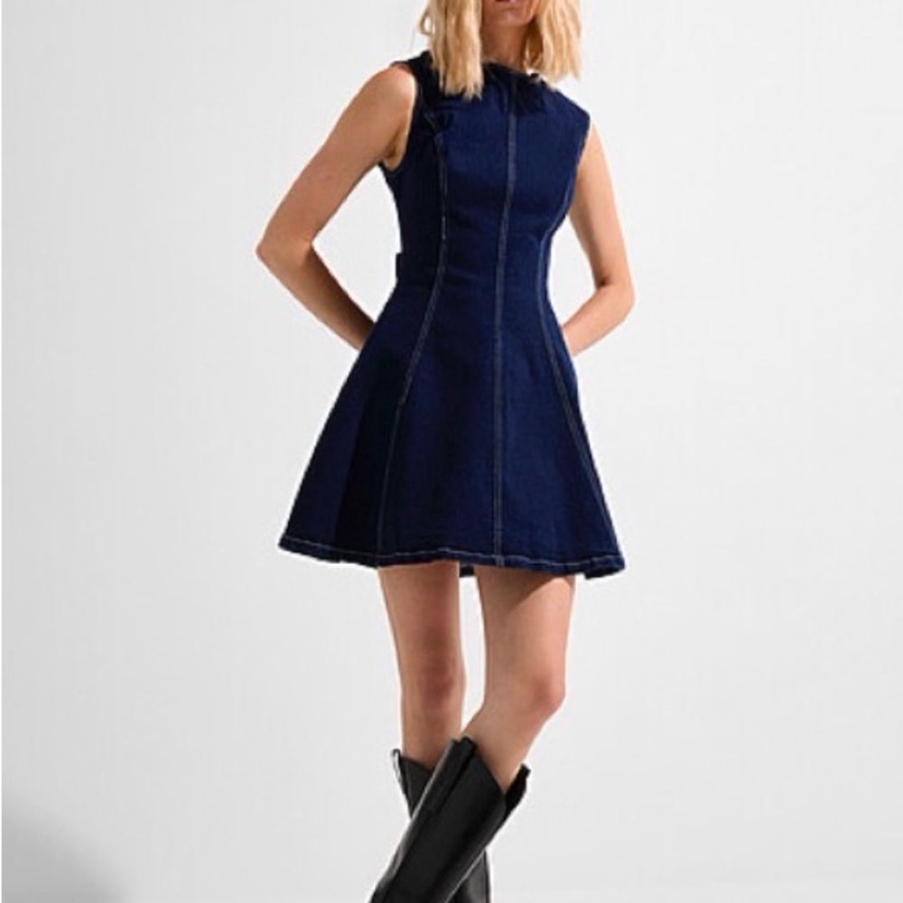 Simons Dark Wash Denim Mini Dress NWT